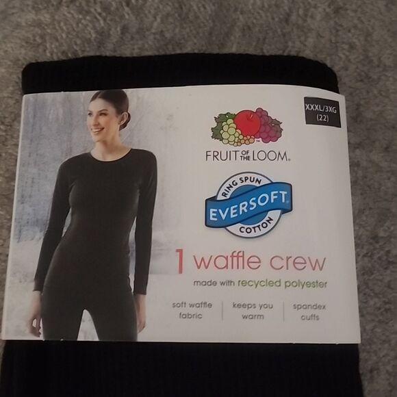 Black Fruit of the Loom Women's Eversoft Waffle Thermal Top Size XXXL - Picture 6 of 8